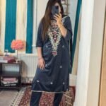 Beautiful velvet suit with gota detailing and embroidey