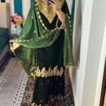 Beautiful 3 piece velvet ghararah suit  with Tilla work detailing