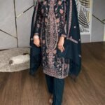 Kashmiri sozni embroidery shawl suit