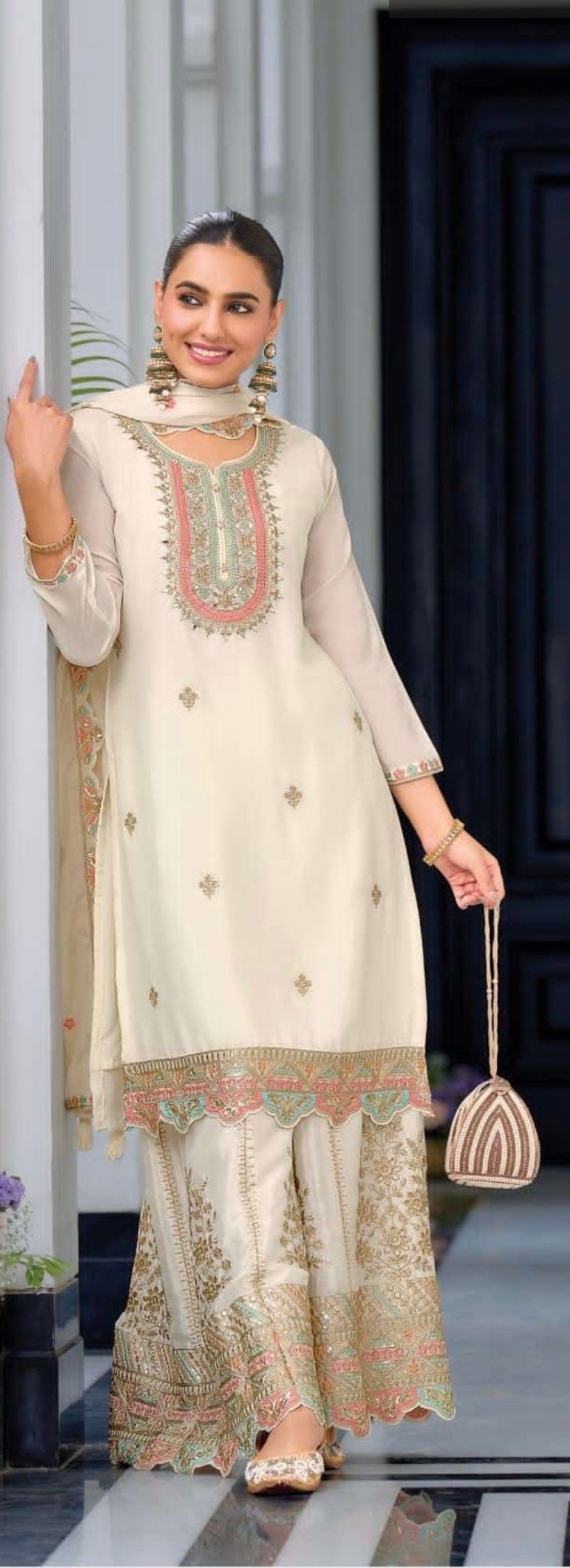 Plus Size white and black shararah - Image 4