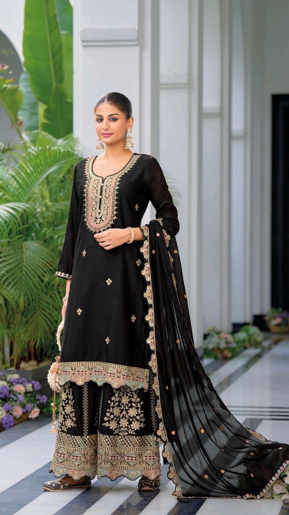 Plus Size white and black shararah - Image 3