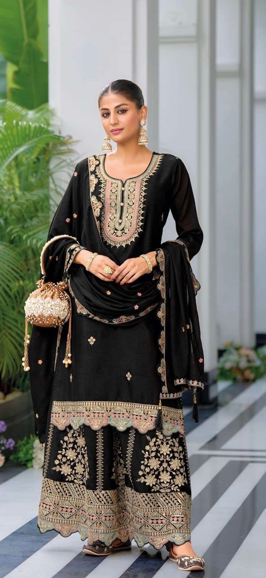 Plus Size white and black shararah - Image 2