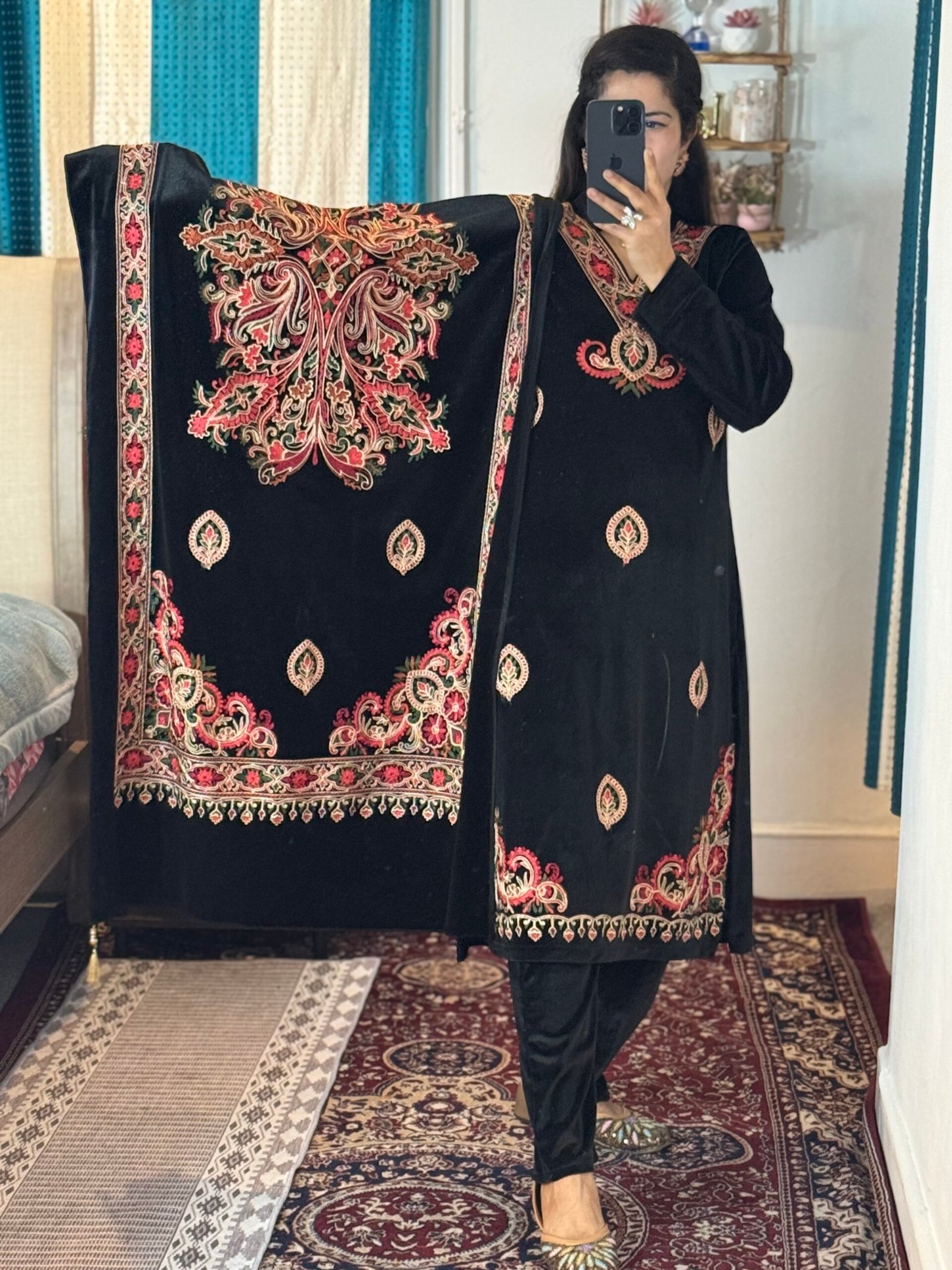 Kashmiri embroidered suit